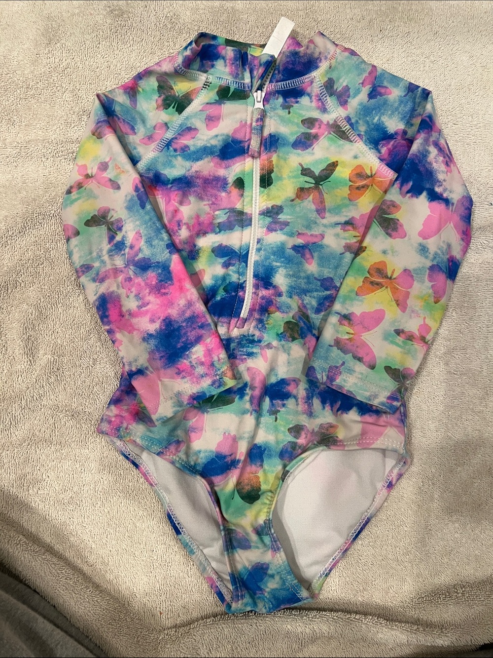 Limited Too Kids One-Piece Rash Guard Swimsuit in Pink, Blue, Green, Yellow